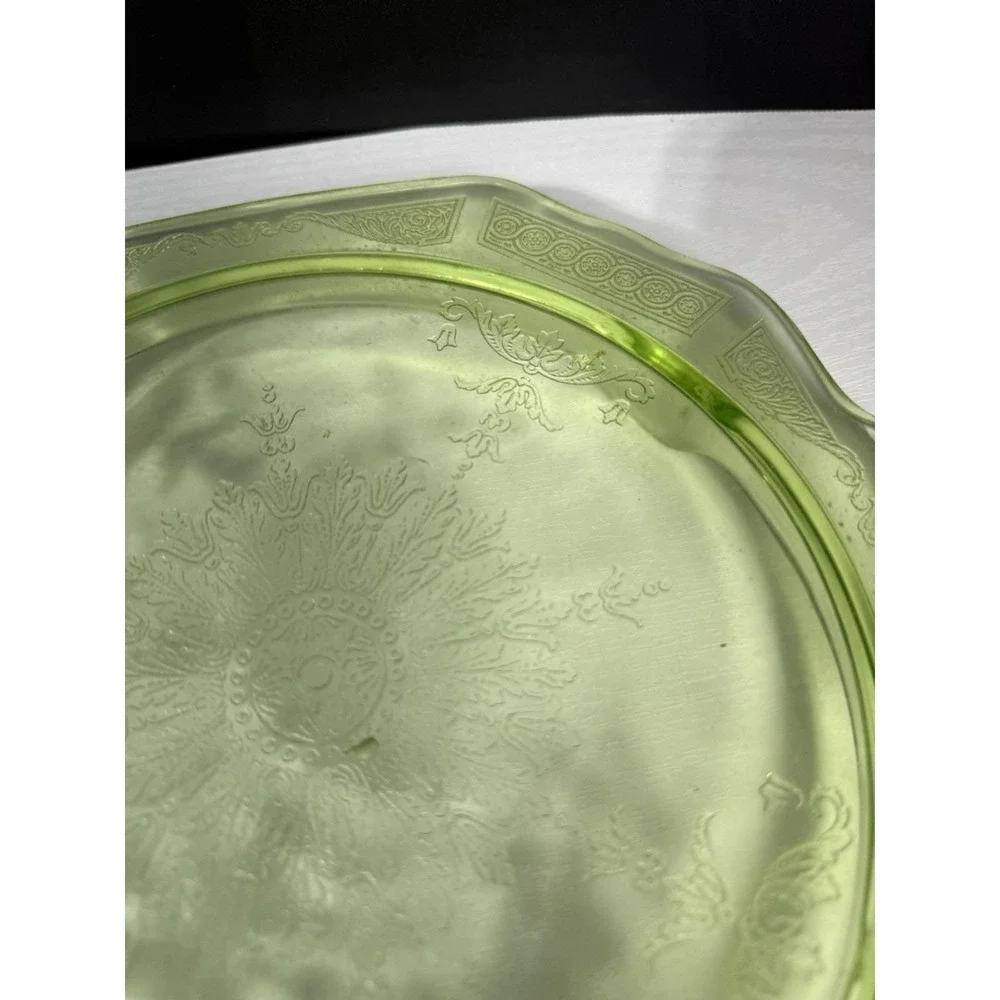VTG‎ Uranium Anchor Hocking Glass Cake Plate Stand Princess Green Depression